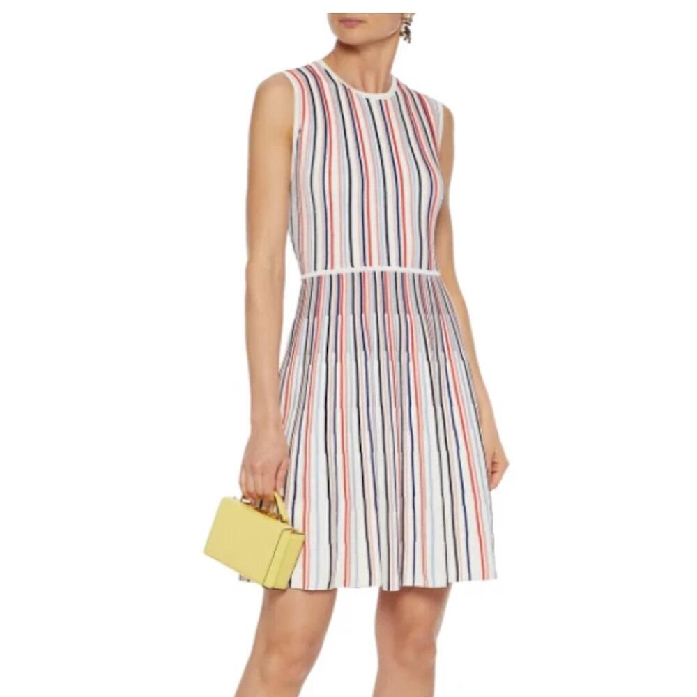 Lela Rose Striped Ponte Mini Sleeveless Tank Dress in Multicolor Extra Small